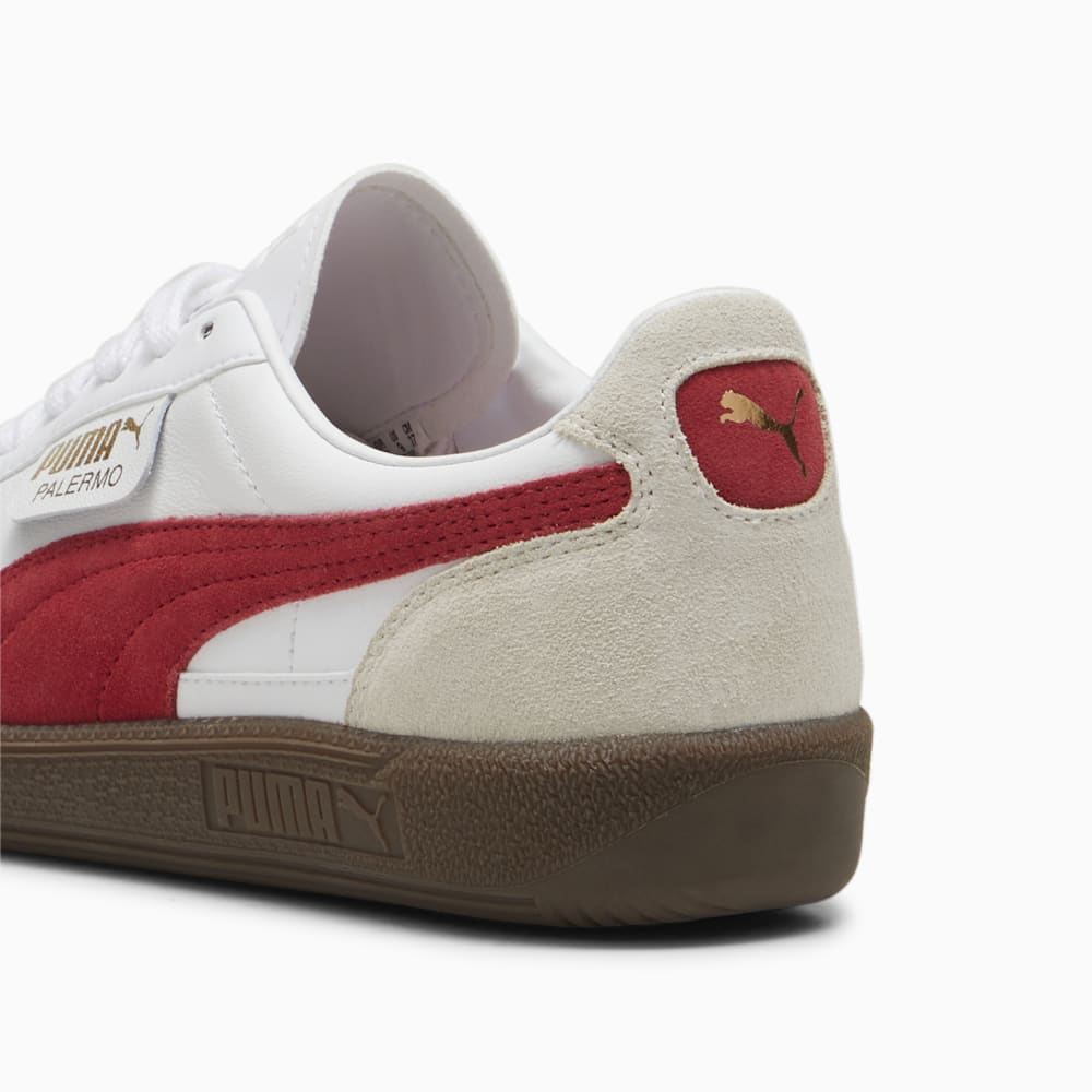 Puma Palermo Leather Sneakers - White-Vapor Gray-Club Red