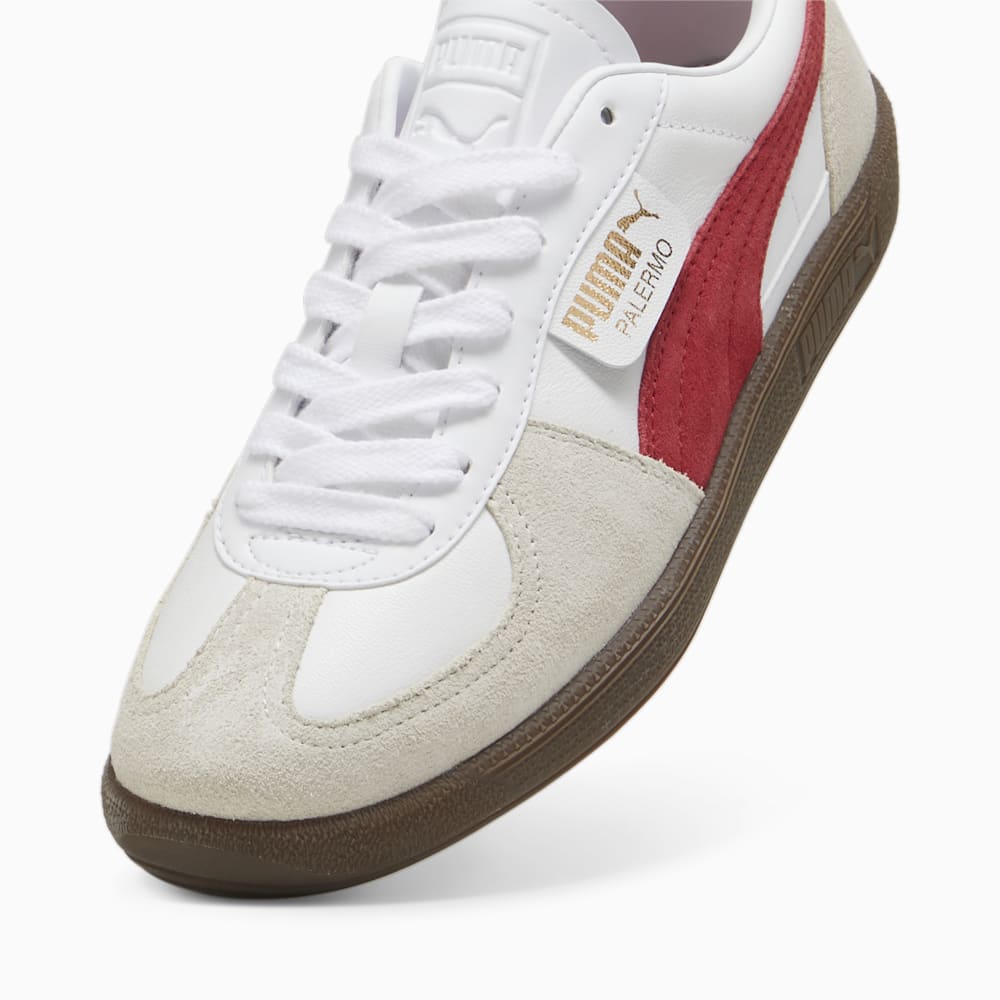 Puma Palermo Leather Sneakers - White-Vapor Gray-Club Red