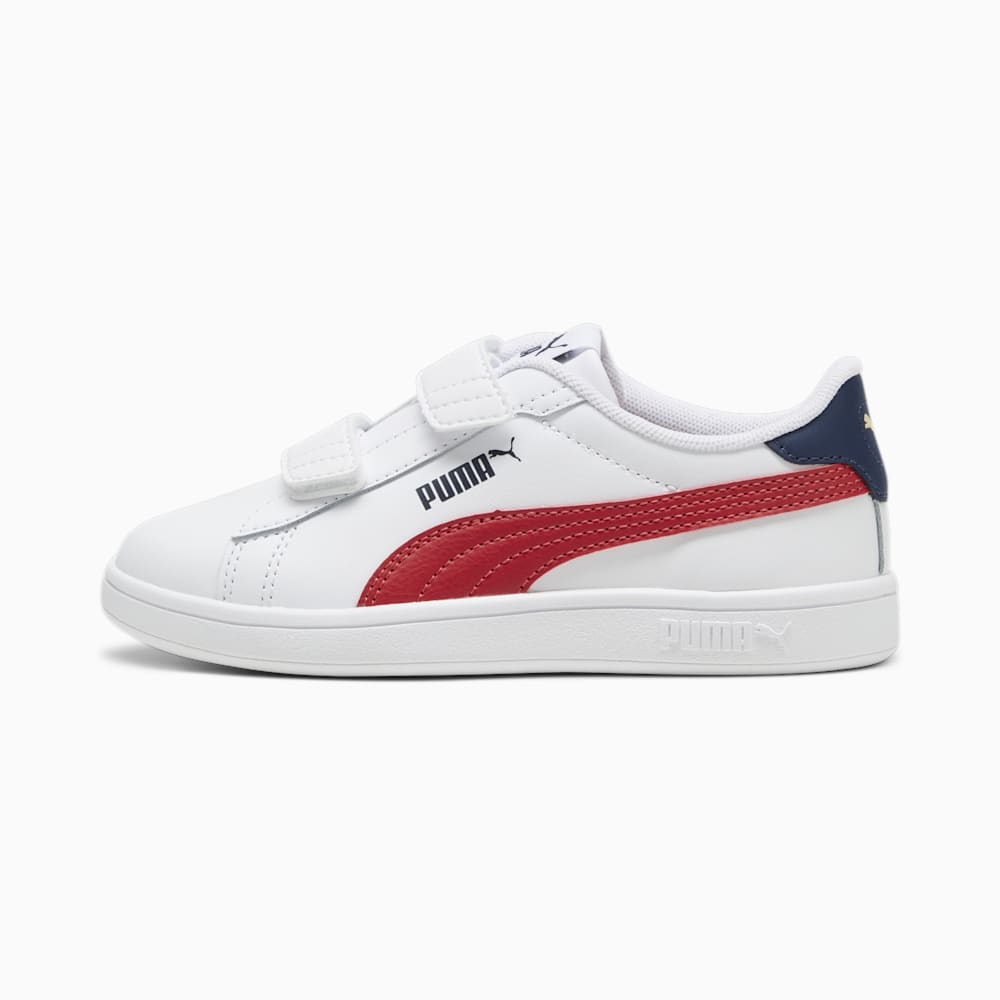 Puma Smash 3.0 Leather V Little Kids Sneakers - White-Club Red-Club Navy