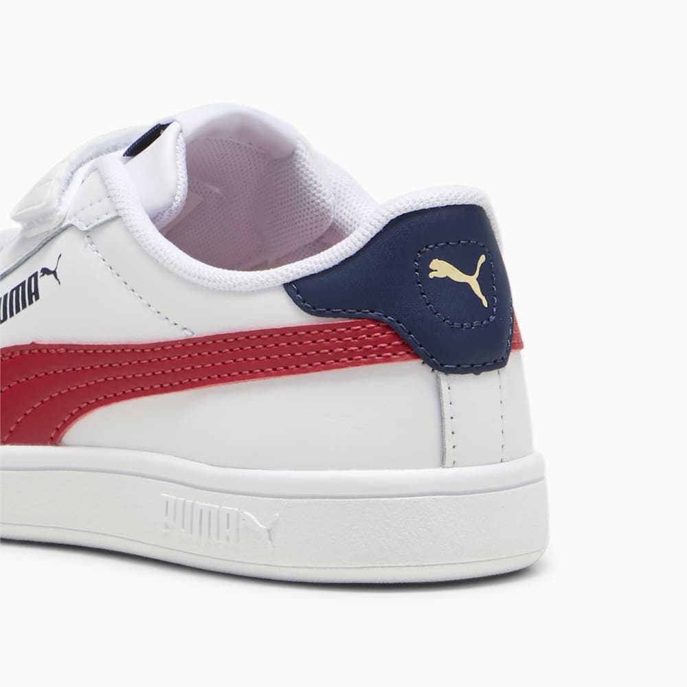 Puma Smash 3.0 Leather V Little Kids Sneakers - White-Club Red-Club Navy