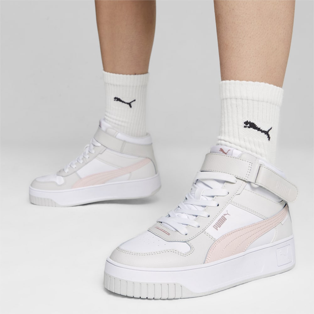 Puma Carina Street Mid Sneakers - White-Frosty Pink-Feather Gray