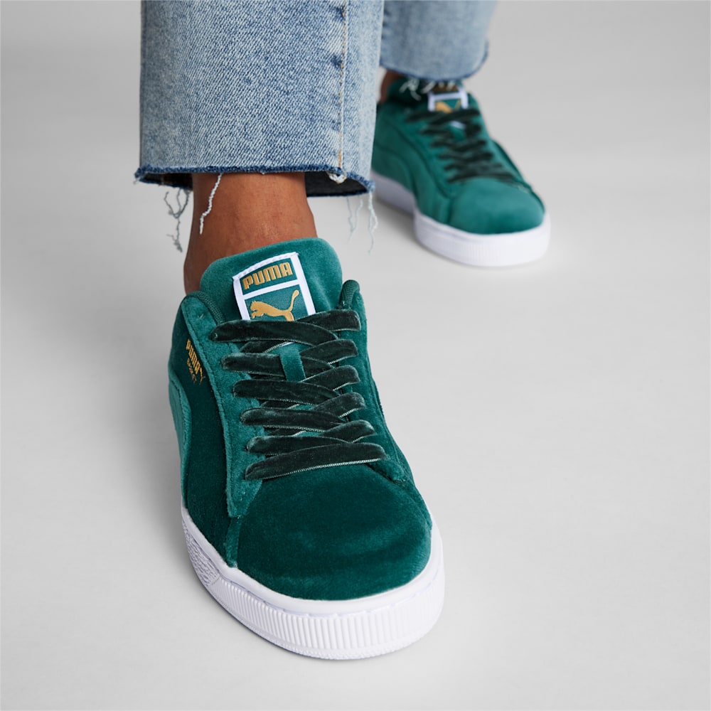 Puma Basket Classic Velvet Sneakers - Malachite-Team Gold-White