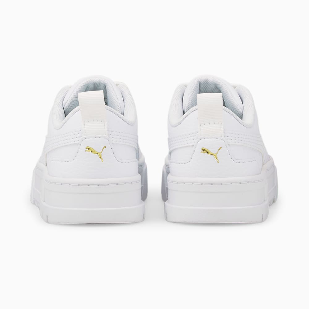 Puma Mayze Leather Little Kids Shoes - White-Team Gold