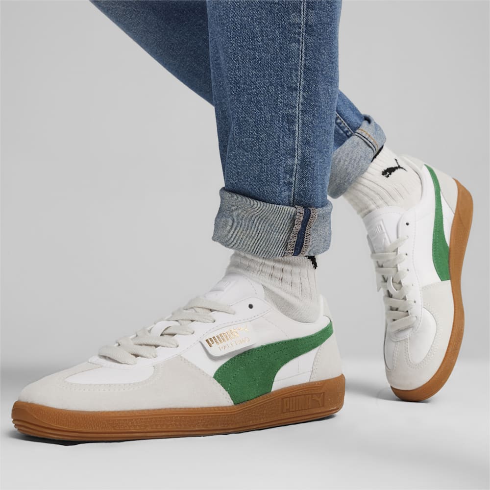 Puma Palermo Leather Sneakers - White-Vapor Gray-Archive Green