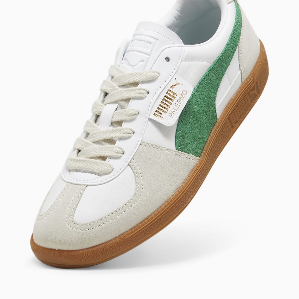 Puma Palermo Leather Sneakers - White-Vapor Gray-Archive Green