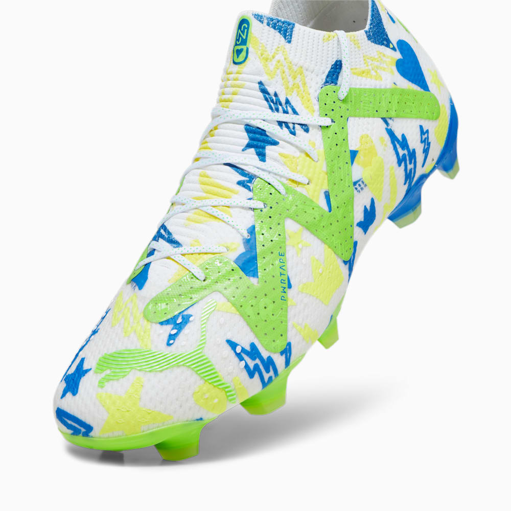 Puma FUTURE ULTIMATE Neymar Jr FG/AG Soccer Cleats - White-Racing Blue-Lemon Meringue-Parakeet Green