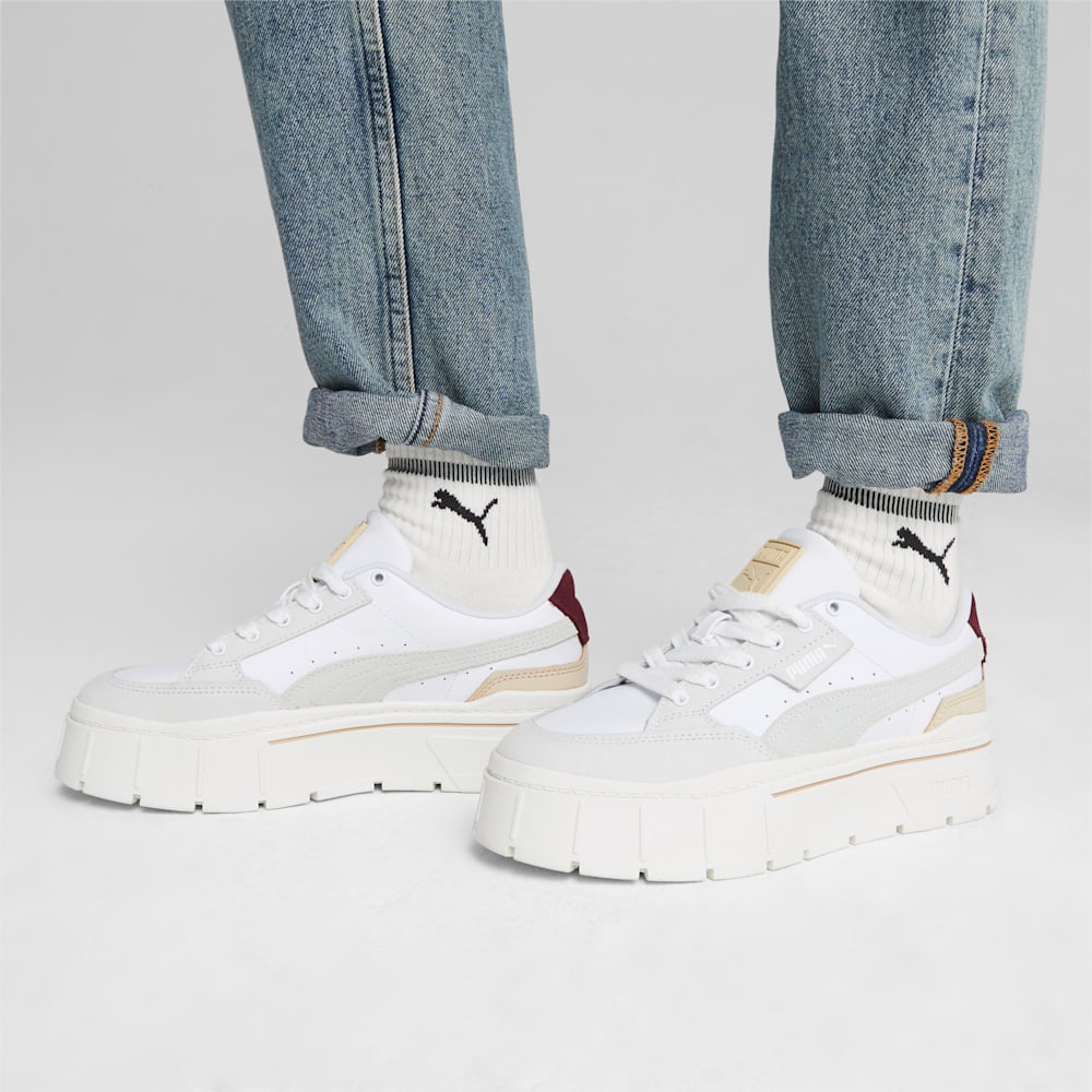 Puma Mayze Stack Luxe Sneakers - White-Warm White-Dark Jasper