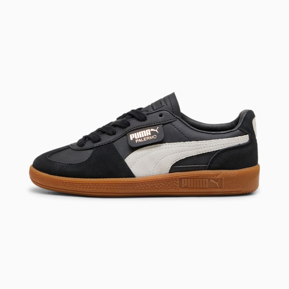 Puma Palermo Leather Big Kids Sneakers - Black-Feather Gray-Gum