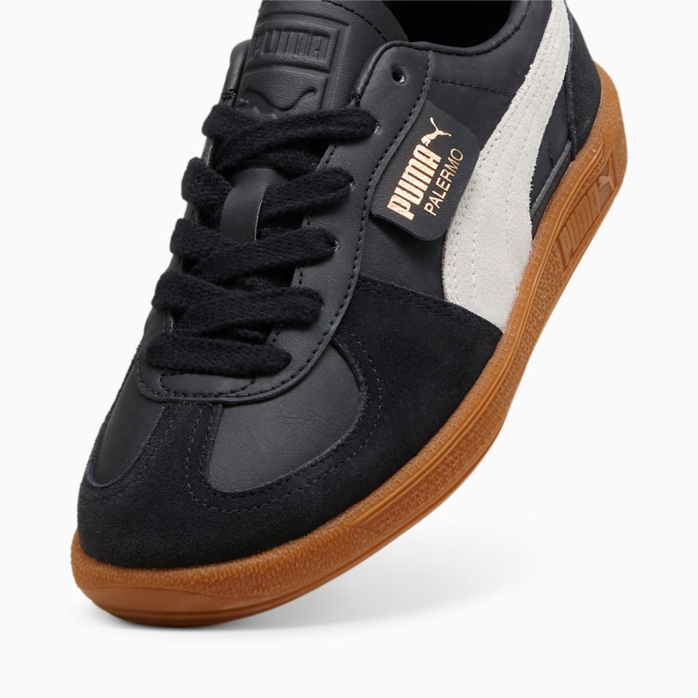 Puma Palermo Leather Big Kids Sneakers - Black-Feather Gray-Gum